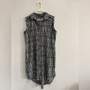 APT 9 Women's Midi dress Sleeveless Button Down Black Tan Sz Large Vacay Cruise